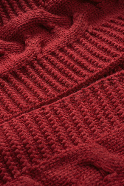 Strickjacke mit offener Vorderseite und Zopfmuster