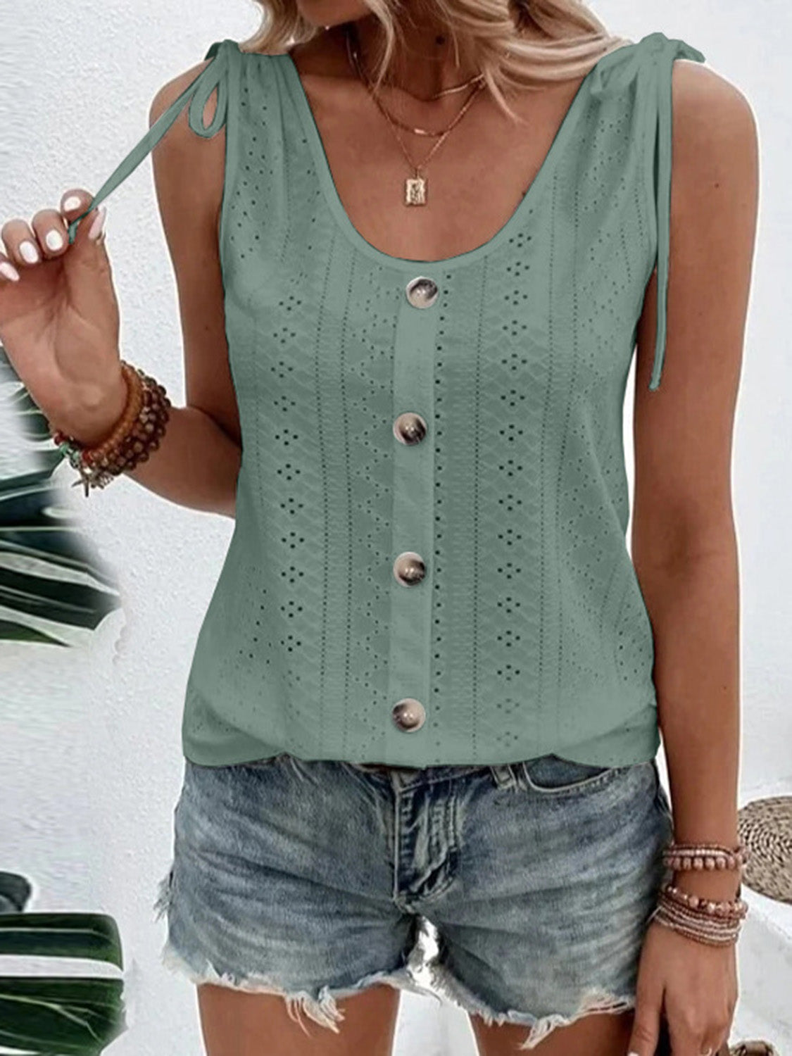 Camiseta sin mangas con cuello redondo y talla completa