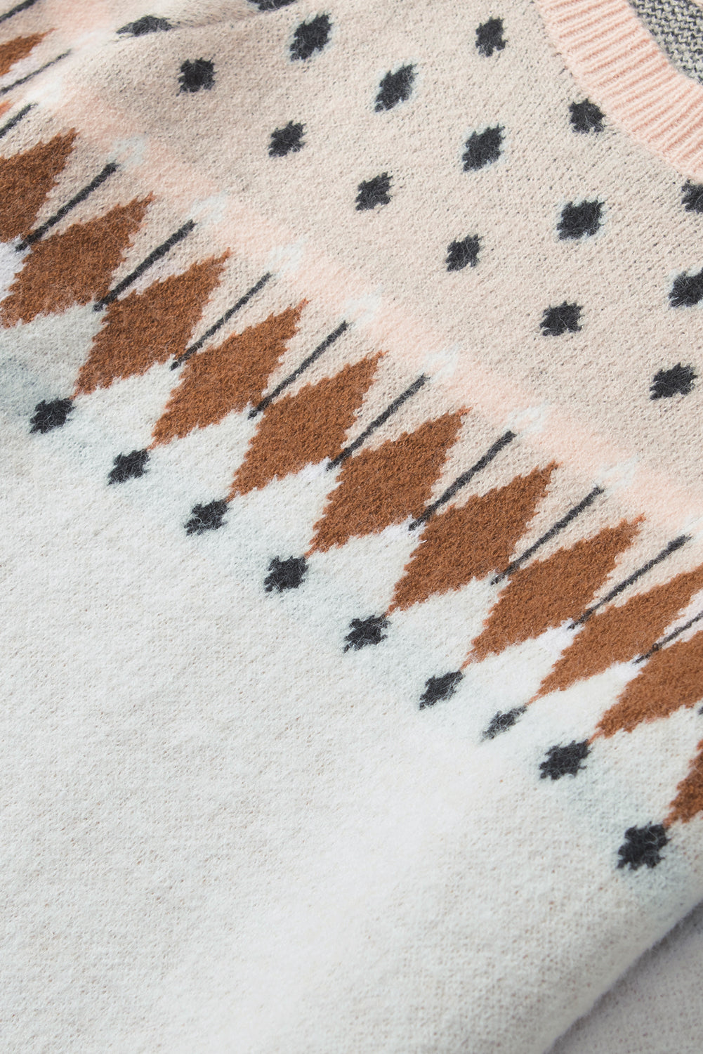 Pullover mit Rundhalsausschnitt und langen Ärmeln in geometrischem Kontrast