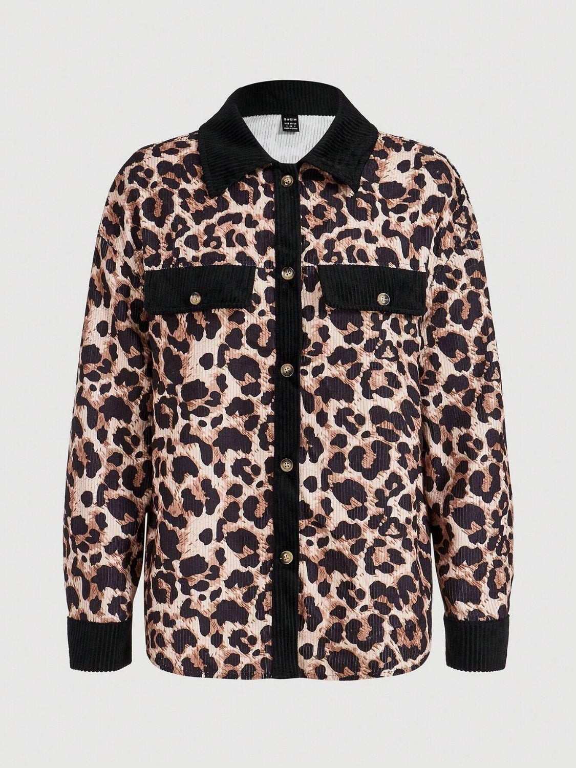 Hemdjacke mit Leopardenmuster und Kragen und Knopfleiste