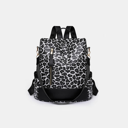 Rucksack aus PU-Leder mit Leopardenmuster