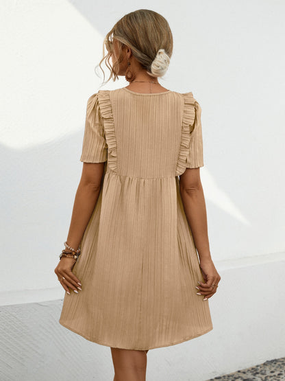 Minivestido de manga corta con cuello anudado