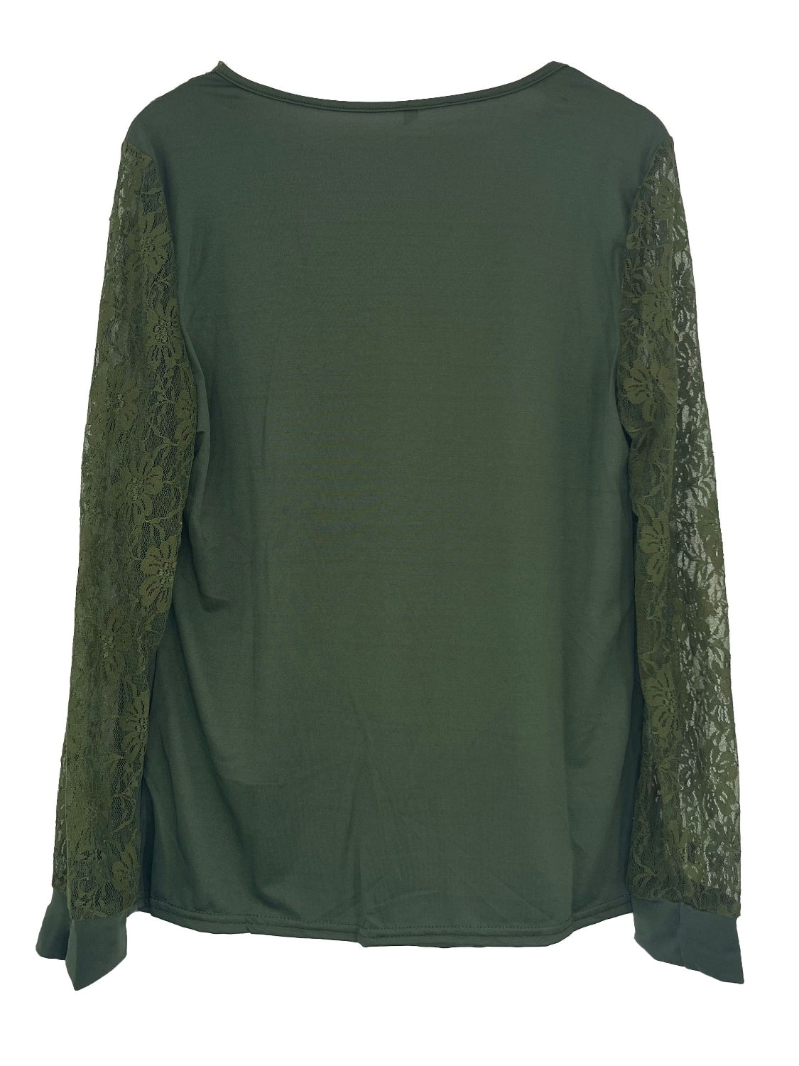 Langarmbluse mit V-Ausschnitt und Spitzendetail in voller Größe