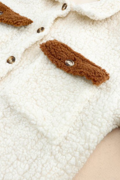 Sherpa-Jacke mit Farbblock-Muster und Kragen