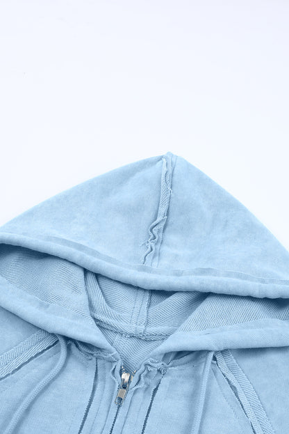 Kapuzenpullover mit Reißverschluss und Kordelzug und sichtbaren Nähten