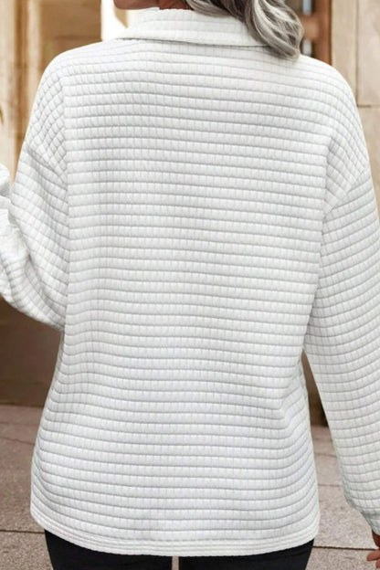 Texturiertes Langarm-Sweatshirt mit Johnny-Kragen