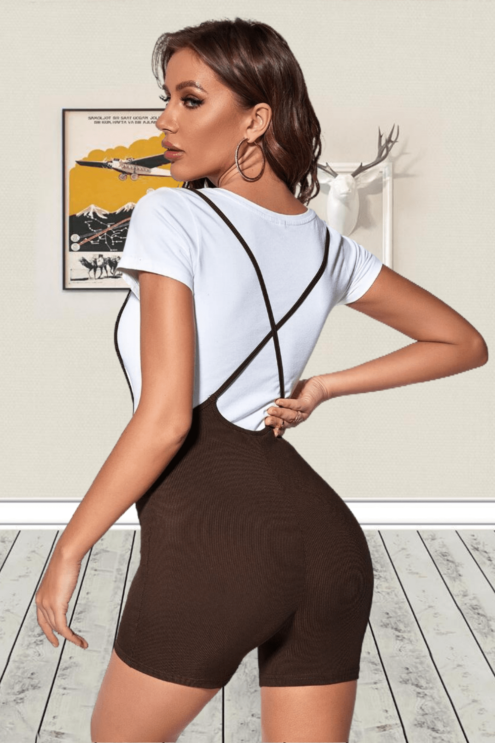 Slim Fit Shorts mit Trägern