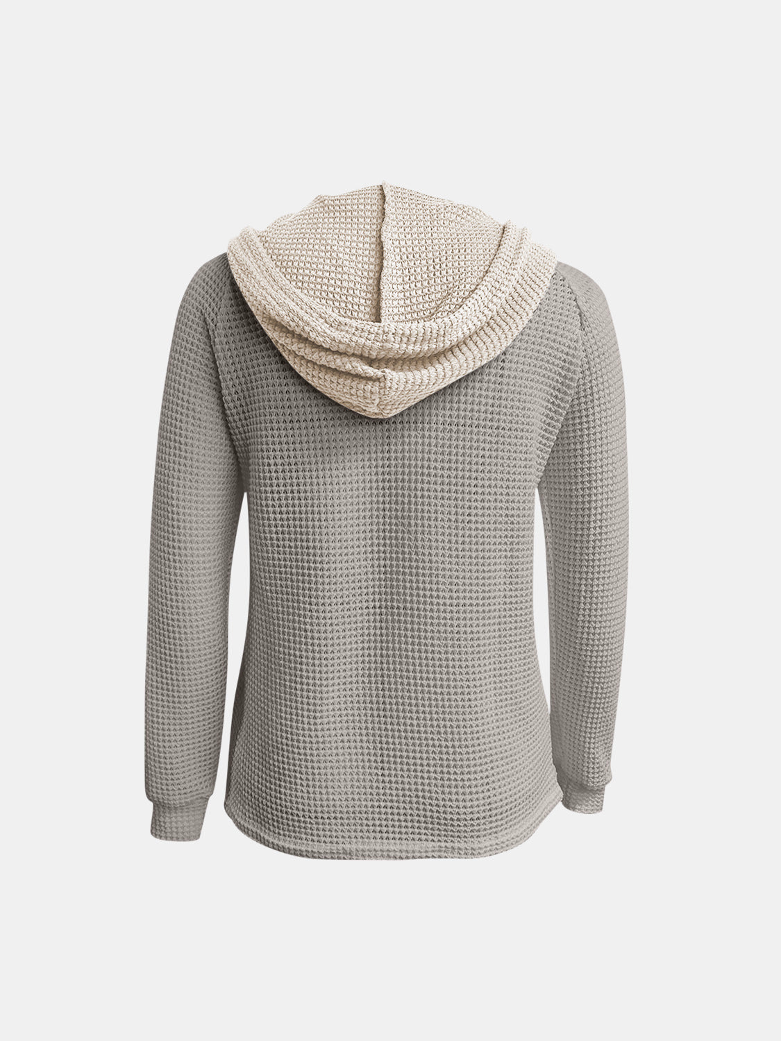 Kapuzenpullover mit langen Ärmeln und Waffelstrick in voller Größe und Kontrast