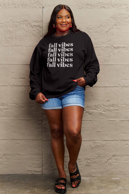 Simply Love – FALL VIBES – Grafik-Sweatshirt in voller Größe