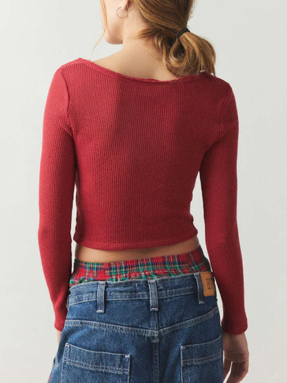 T-Shirt mit langen Ärmeln und Einkerbung