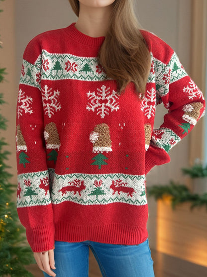 Weihnachtselement Rundhals Langarmpullover