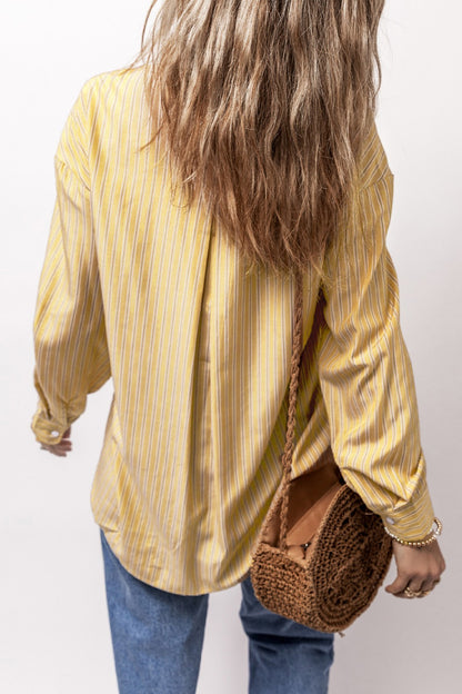 Gestreiftes Langarmhemd mit Knopfleiste