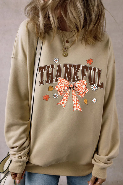 THANKFUL Langarm-Sweatshirt mit Rundhalsausschnitt und Schleife