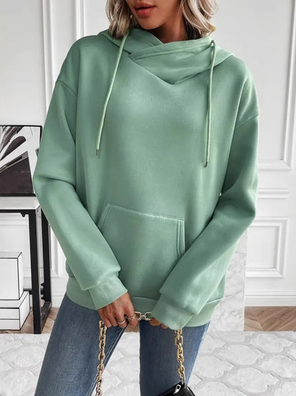 Langärmliger Hoodie mit Kordelzug und Kängurutasche