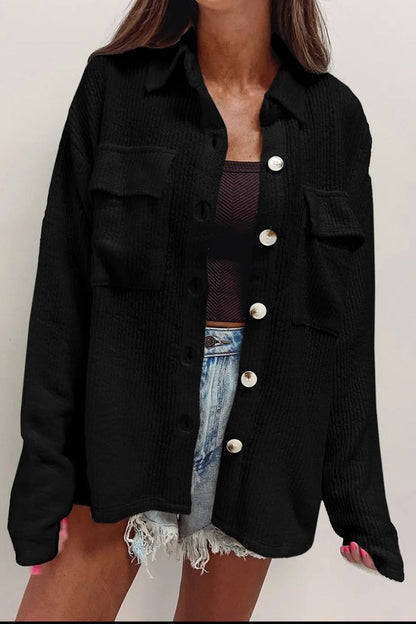 Langärmlige Hemdjacke mit Knopfleiste