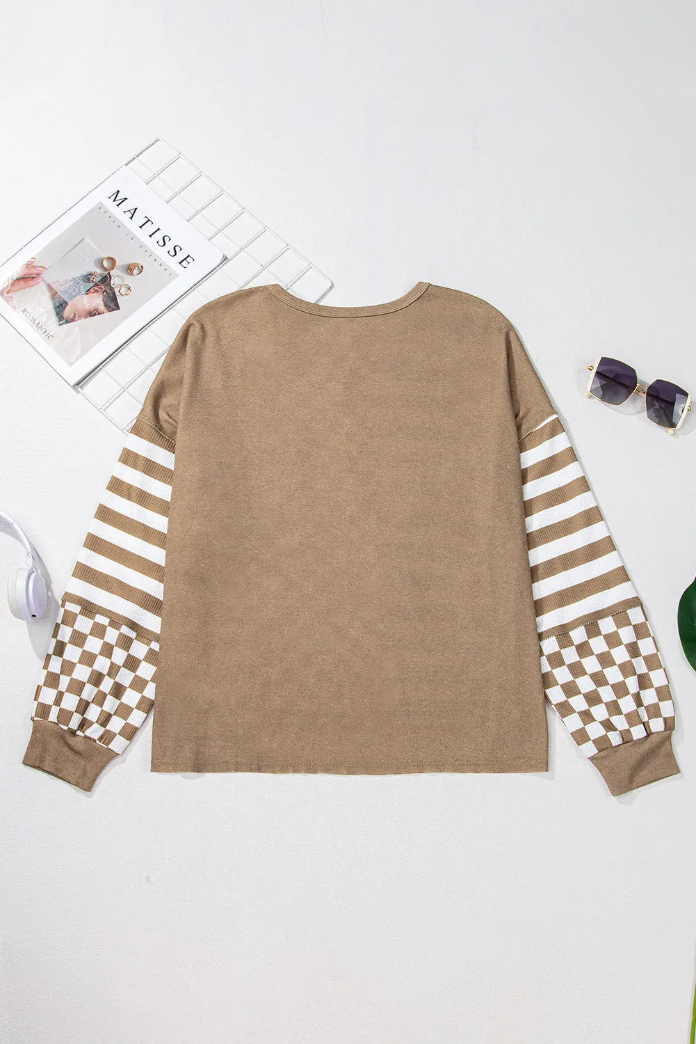 Langärmlige Bluse mit Rundhalsausschnitt und Karomuster