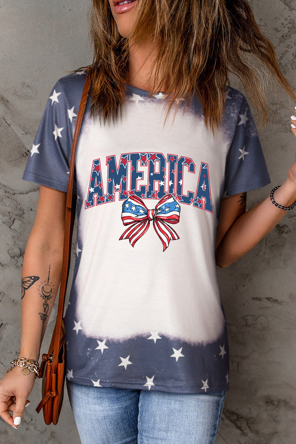 AMERICA T-Shirt mit Rundhalsausschnitt und kurzen Ärmeln