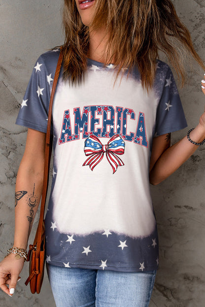 AMERICA T-Shirt mit Rundhalsausschnitt und kurzen Ärmeln
