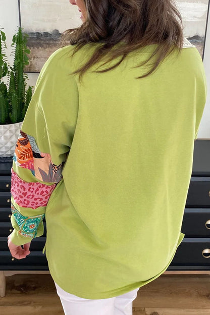 Bedrucktes Langarm-Sweatshirt mit Rundhalsausschnitt in Übergröße