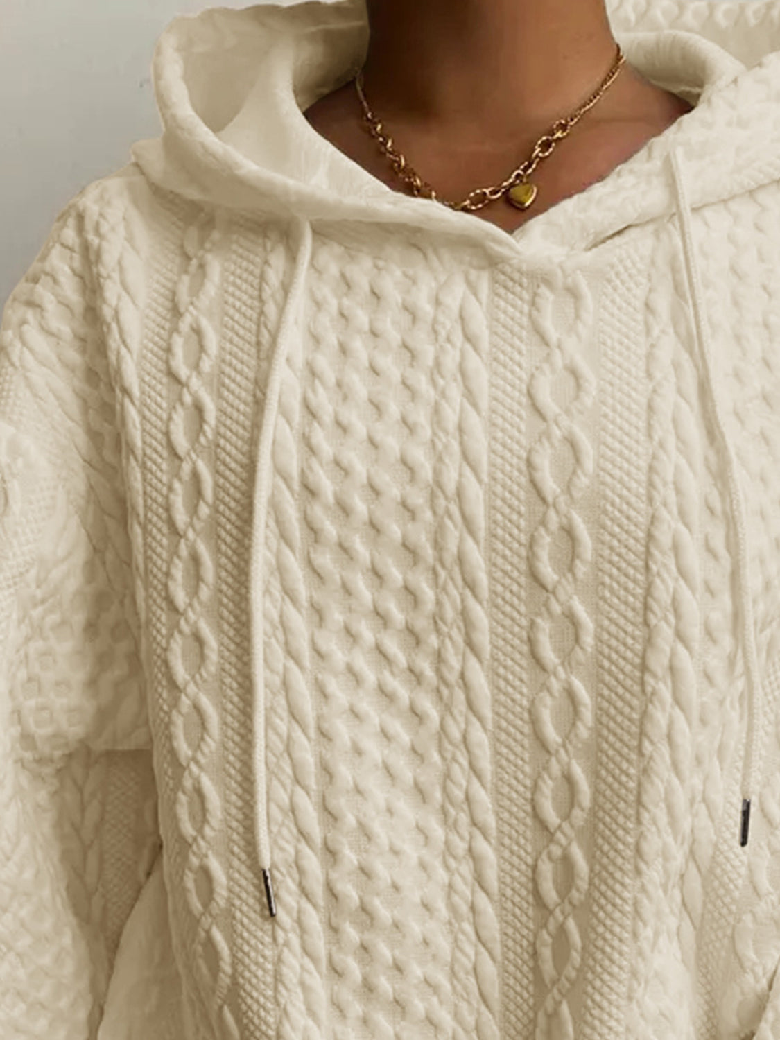 Kapuzenpullover mit überschnittener Schulter und Kordelzug