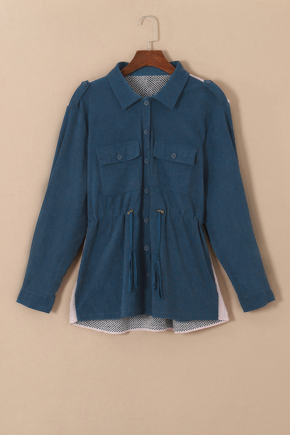 Chaqueta geométrica de manga larga con cordón y botones de talla grande
