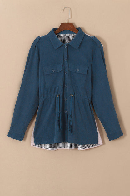 Chaqueta geométrica de manga larga con cordón y botones de talla grande