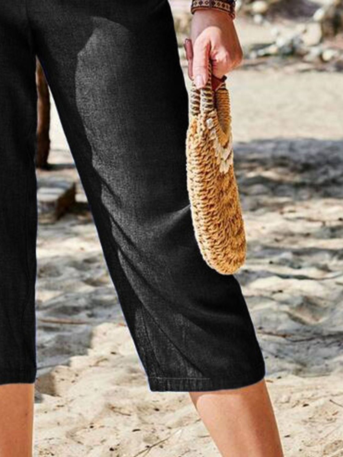 Caprihose mit elastischer Taille und Taschen