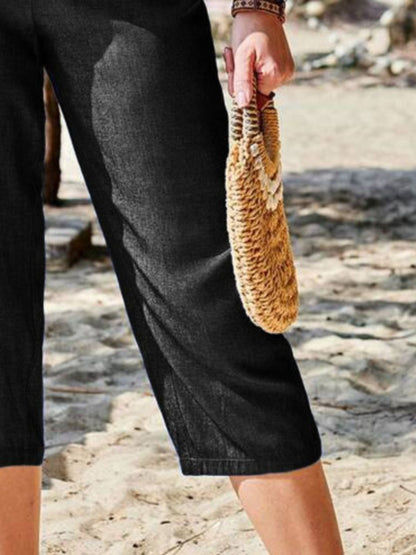 Caprihose mit elastischer Taille und Taschen