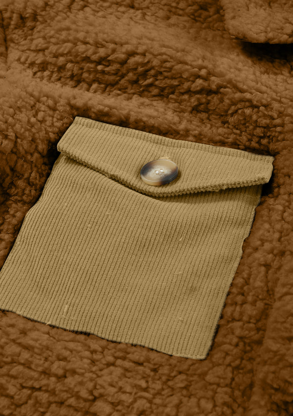 Lange Teddyjacke mit Kragen und langen Ärmeln