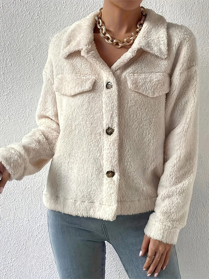 Jacke mit Kragen und Knopfleiste und dekorativen Taschenklappen