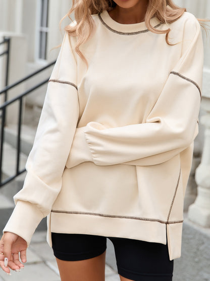 Langärmliges T-Shirt mit Rundhalsausschnitt und Schlitz