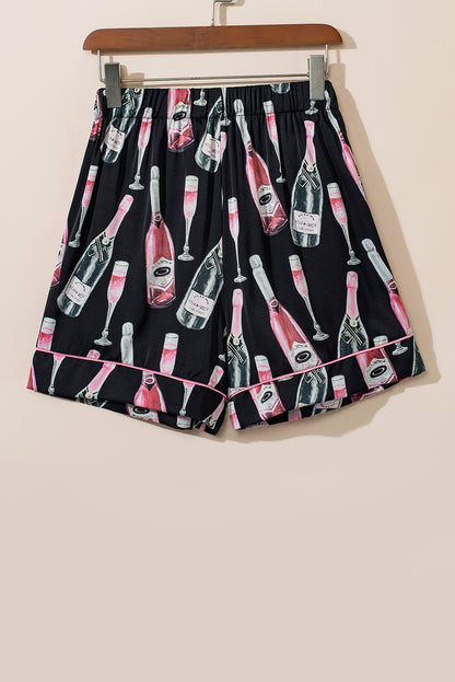 Set aus kurzärmligem Oberteil und Shorts mit Champagner-Print