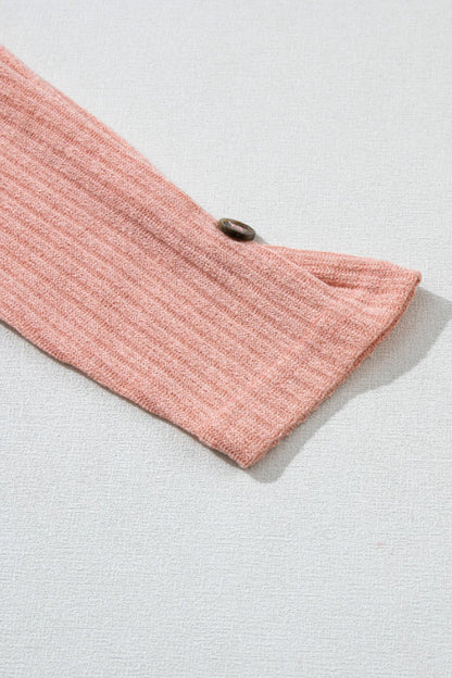 Strickoberteil mit Viertelknopfleiste, Rundhalsausschnitt und überschnittener Schulter