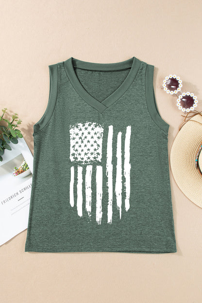 Tanktop mit V-Ausschnitt und US-Flagge
