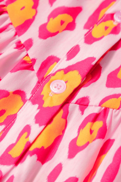 Langärmliges Button-Down-Hemd mit Leopardenmuster