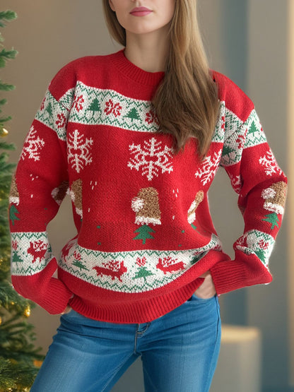 Weihnachtselement Rundhals Langarmpullover