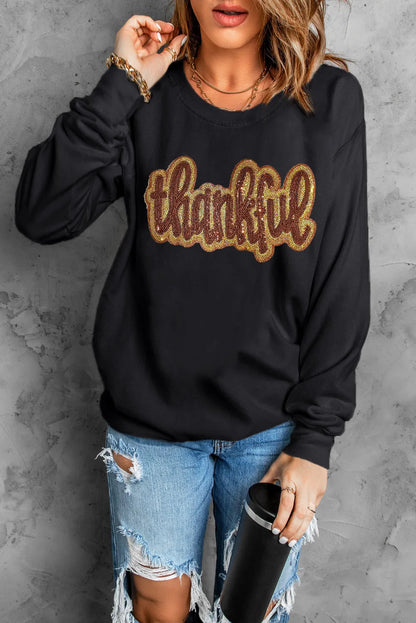 THANKFUL Langarm-Sweatshirt mit Rundhalsausschnitt