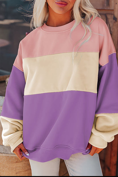 Sweatshirt mit kontrastierendem Rundhalsausschnitt und langen Ärmeln