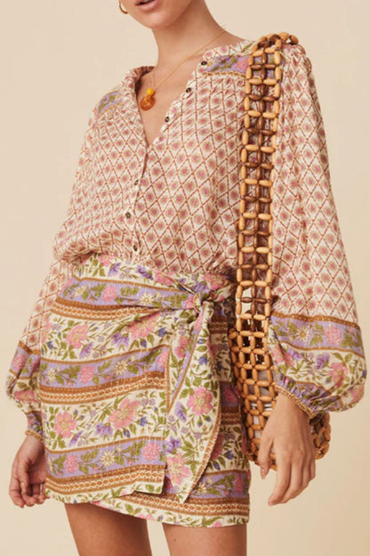 Bedrucktes Button-Down-Langarmhemd