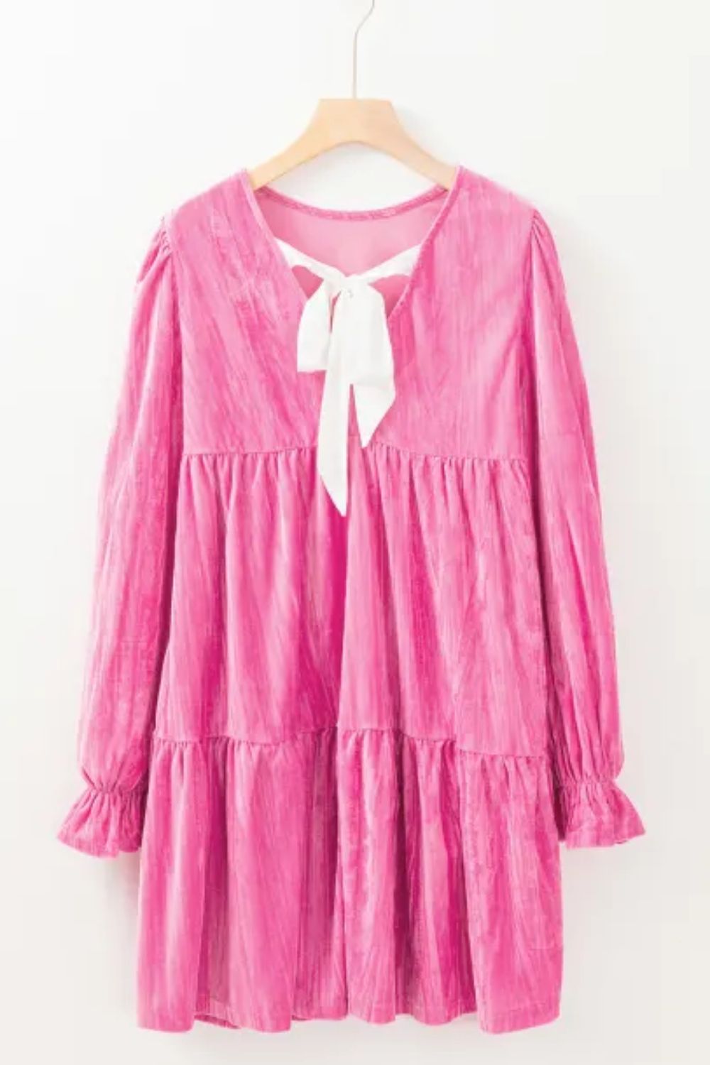 Minikleid mit Rundhalsausschnitt und Volantärmeln