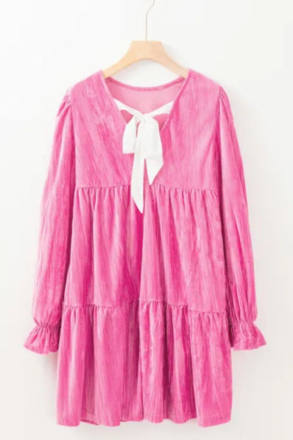 Minikleid mit Rundhalsausschnitt und Volantärmeln