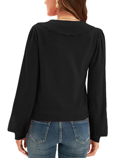 Langärmlige Strickjacke mit Kragen und Knopfleiste