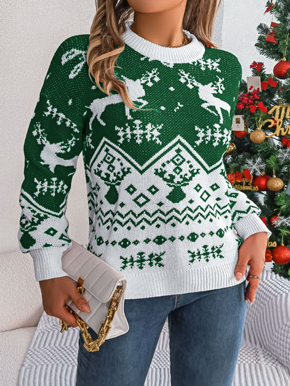 Weihnachtselement Rundhals Langarmpullover