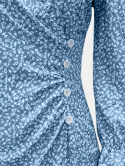 Bedrucktes, langärmliges Midikleid in Übergröße