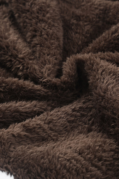 Flauschiges Sweatshirt mit Farbblockdesign und halbem Reißverschluss und langen Ärmeln