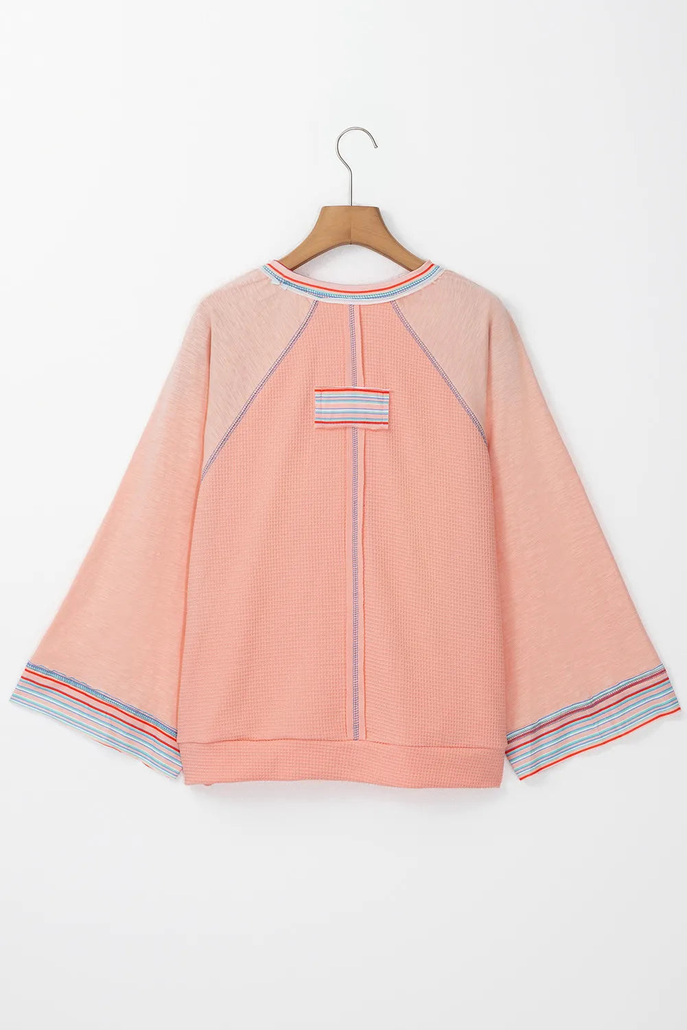 Langärmliges Top mit Rundhalsausschnitt und Waffelstrick