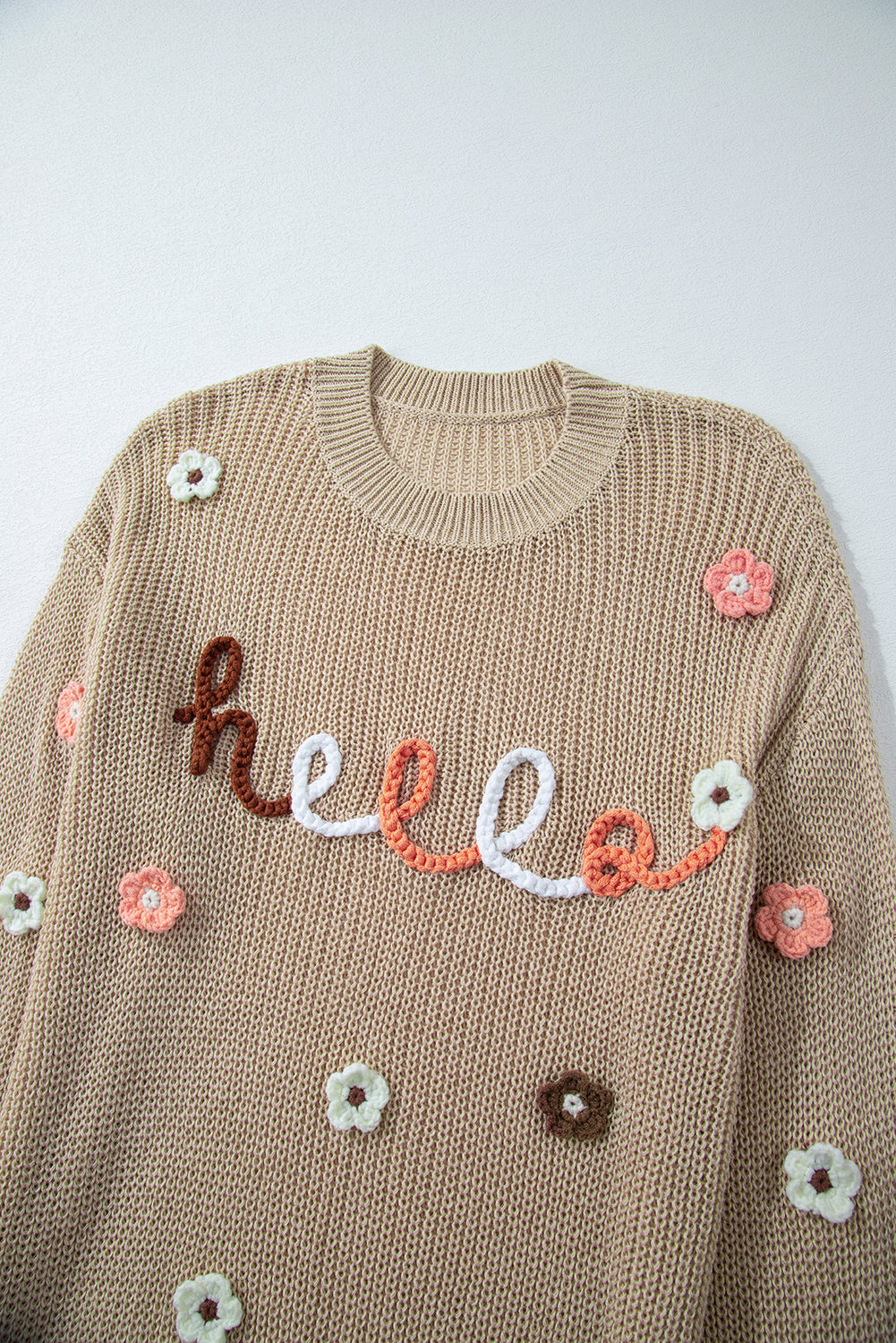 HELLO Blumen Rundhals Langarm Pullover