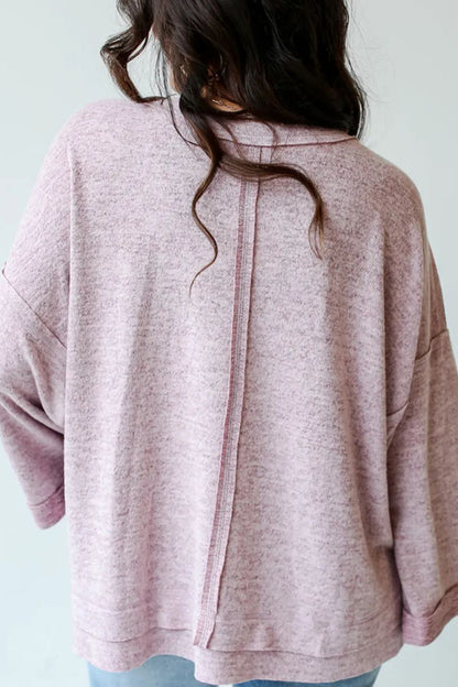 Langärmliges Oberteil mit sichtbaren Nähten und Rundhalsausschnitt