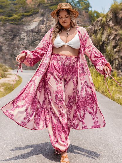 Set aus Cardigan und Hose mit offener Vorderseite in Übergröße