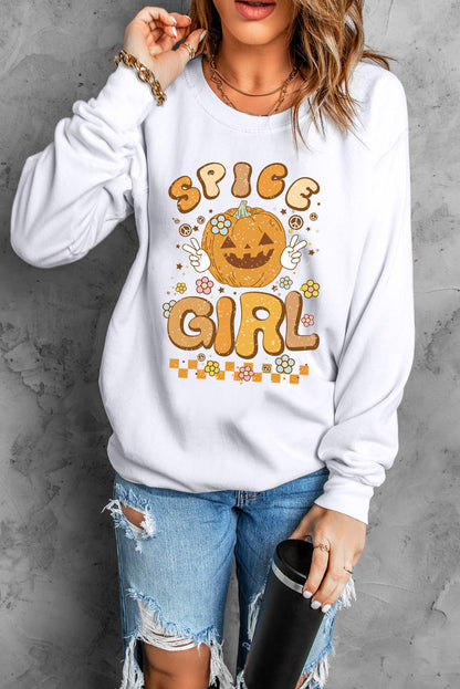 Rundhals-Langarm-Sweatshirt mit SPICE GIRL-Grafik